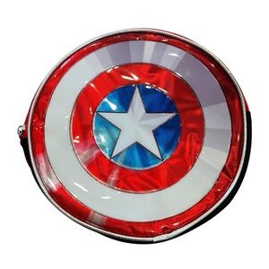 Marvel Captain‎ America Shield Shiny Insulated Lunch Box Bag Tote Round NWOT